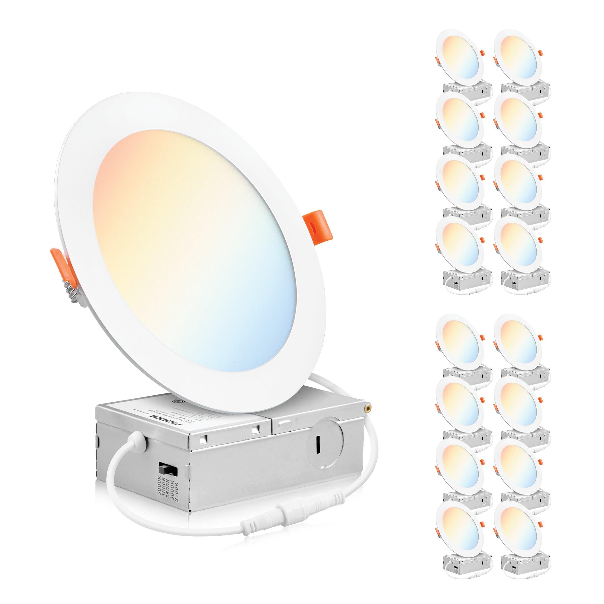 PARMIDA (16 Pack) 6 Inch Dimmable 5CCT Ultra-Thin LED Recessed